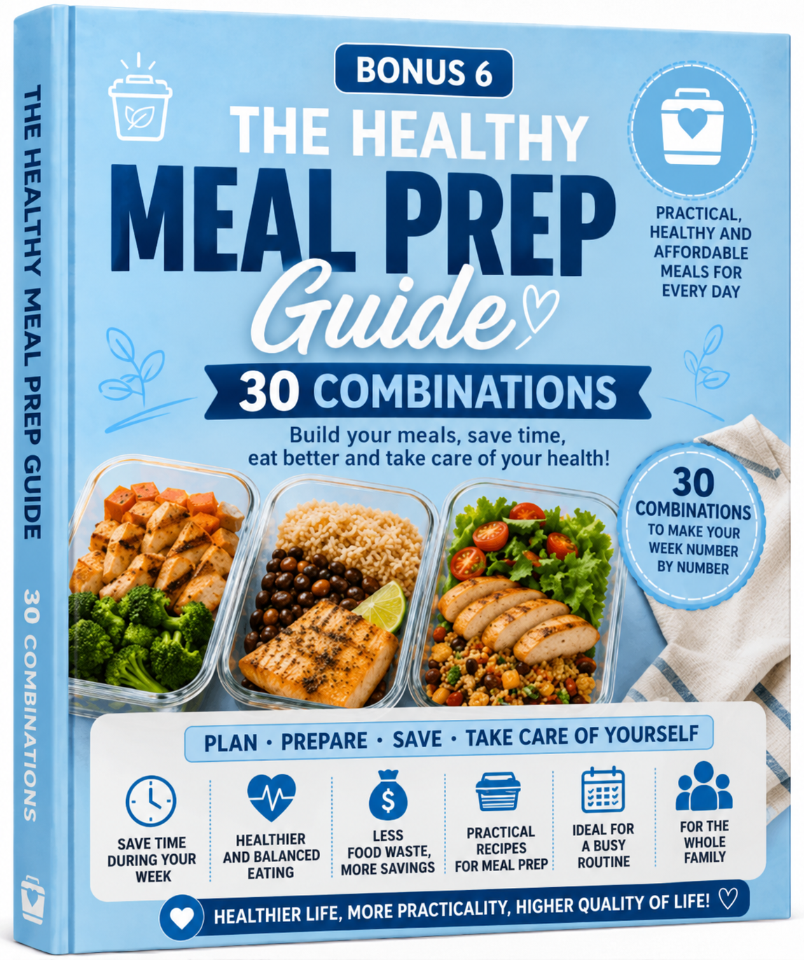 Healthy meal prep guide with 30 combinations